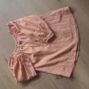 EUC Joie Shirt Women's sz M Peach Eyelet Romantic Boho Style 100% Cotton Blouse